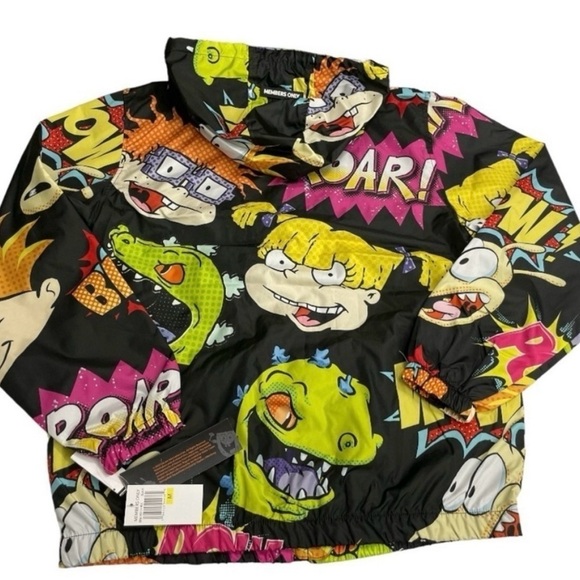 Nickelodeon Rugrats & Rocko Mash Print Windbreaker Jacket Kids M 10/12 NWT - Picture 8 of 11
